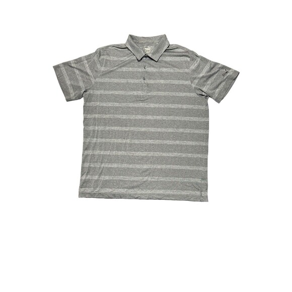 Puma Dry Cell Golf Polo Shirt‎ Mens Large Gray Stripe Short Sleeve Performance - Picture 1 of 8